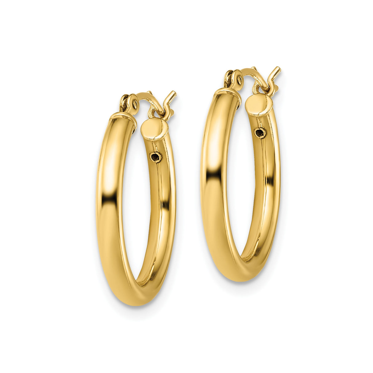 Sterling Silver Hoop Earrings, Gold Plated, Polished Finish, Classic Round, Snap Back Closure, Medium Size