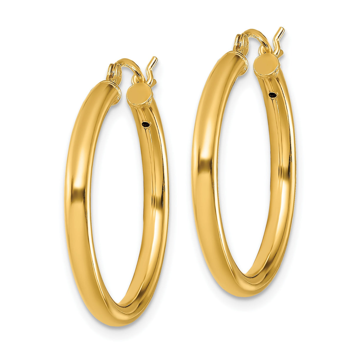 Sterling Silver Hoop Earrings, Gold Plated Classic Round Tube Design, Lightweight Modern Style
