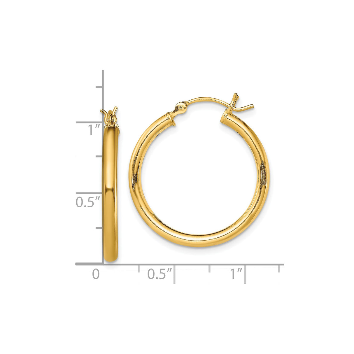 Sterling Silver Hoop Earrings, Gold Plated Classic Round Tube Design, Lightweight Modern Style
