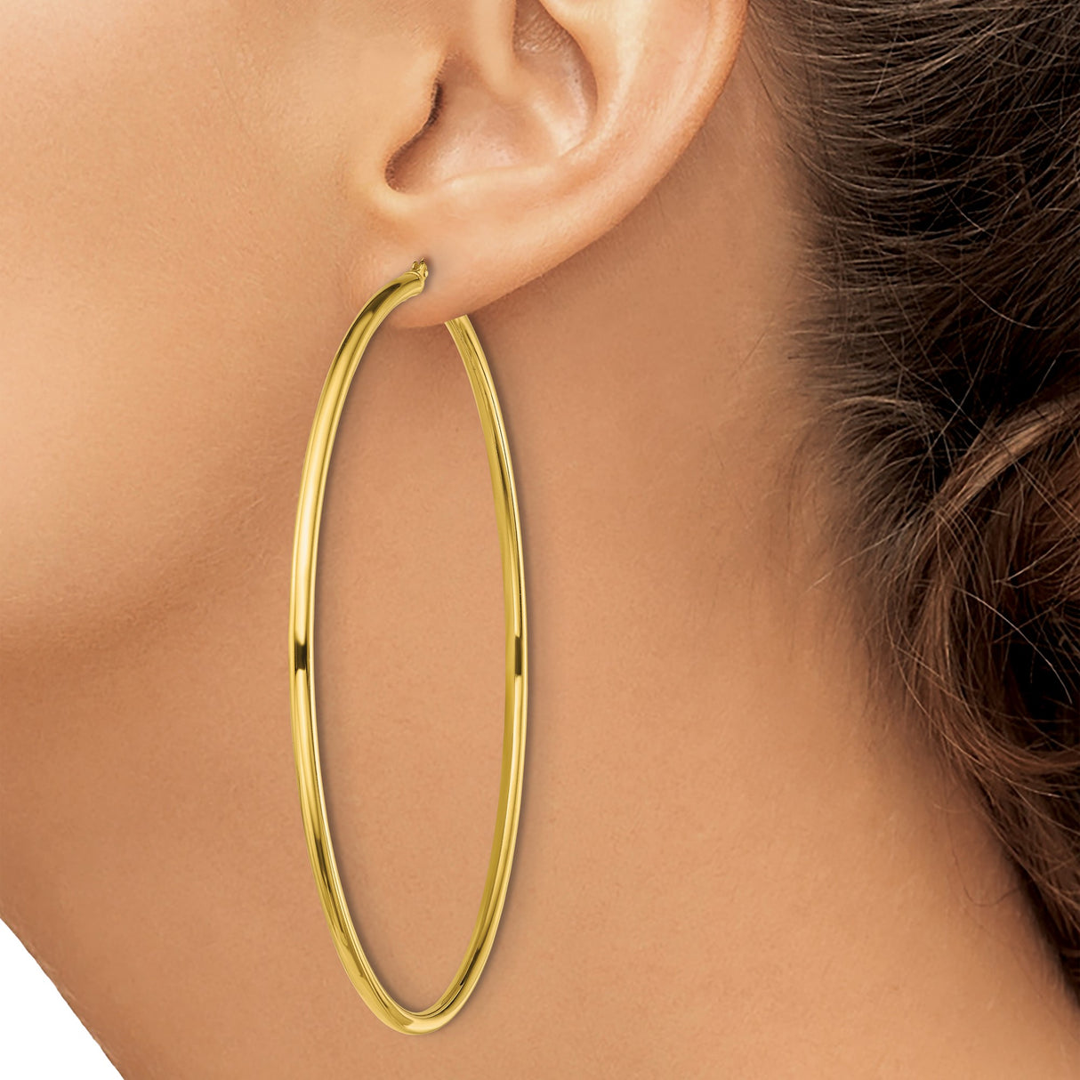 Sterling Silver Hoop Earrings, Large Polished Tube Hoops with Smooth Finish, Lightweight Design