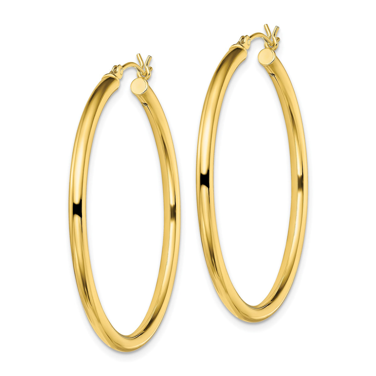 Sterling Silver Tube Hoop Earrings, Gold Plated Smooth Polished Round Hoops for Women