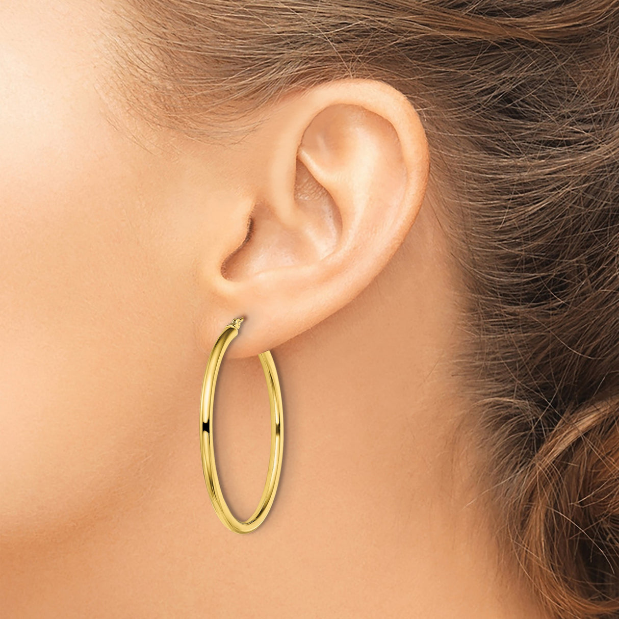 Sterling Silver Tube Hoop Earrings, Gold Plated Smooth Polished Round Hoops for Women