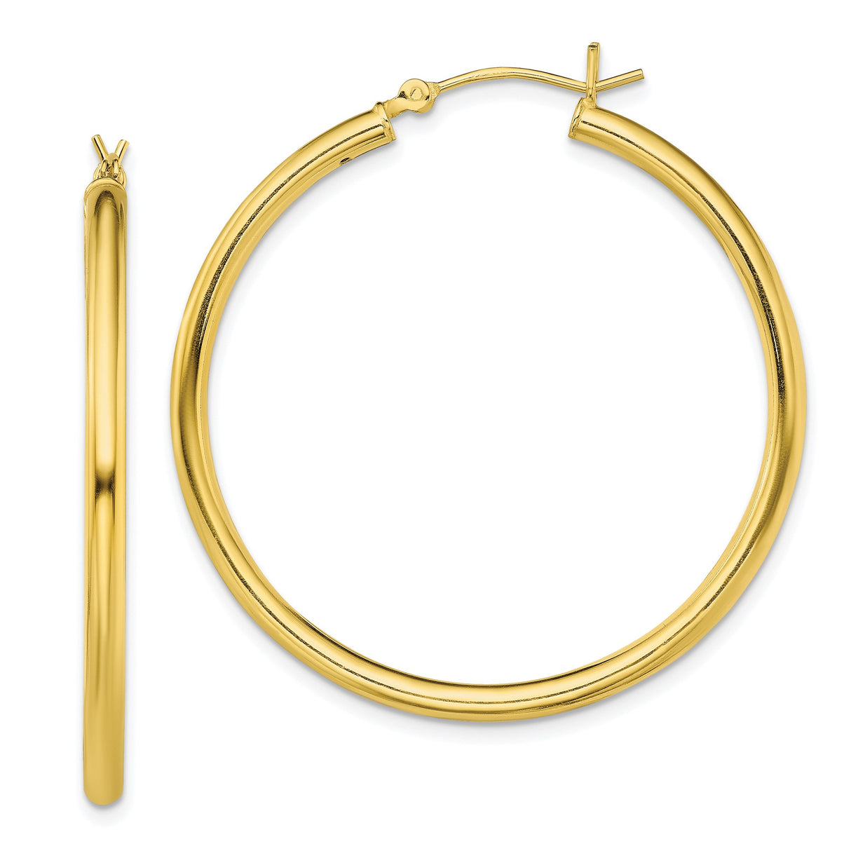 Sterling Silver Tube Hoop Earrings, Gold Plated Smooth Polished Round Hoops for Women