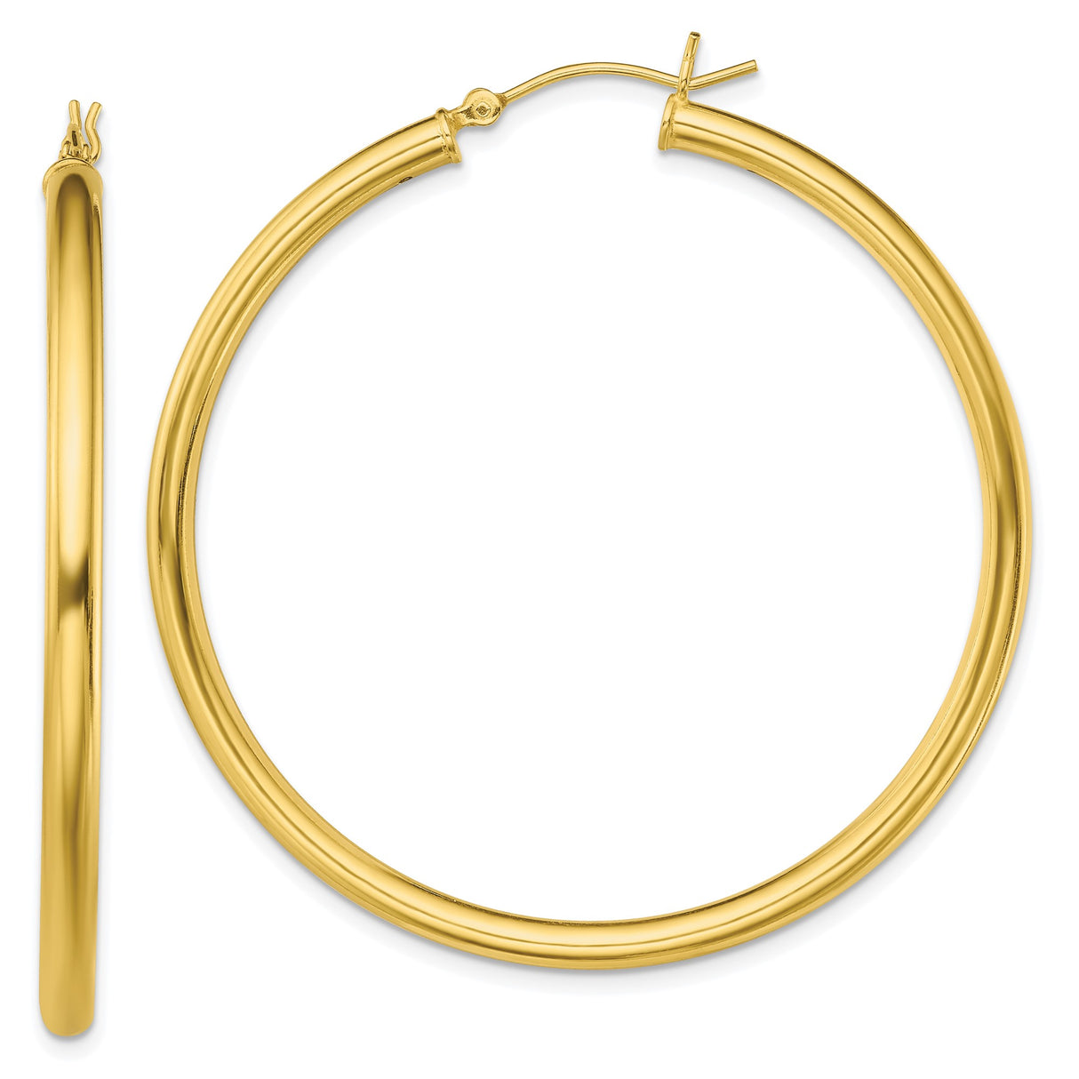 Sterling Silver Hoop Earrings, Large Polished Round Gold Plated Minimalist Style for Women