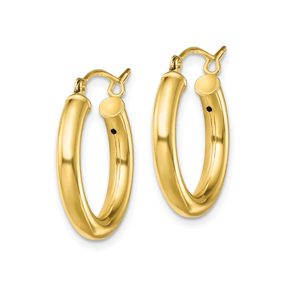 Sterling Silver Gold Plated Hoop Earrings, Smooth Tube Design, Polished Finish, Medium Size