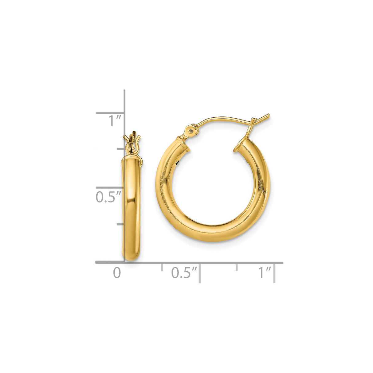 Sterling Silver Gold Plated Hoop Earrings, Smooth Tube Design, Polished Finish, Medium Size