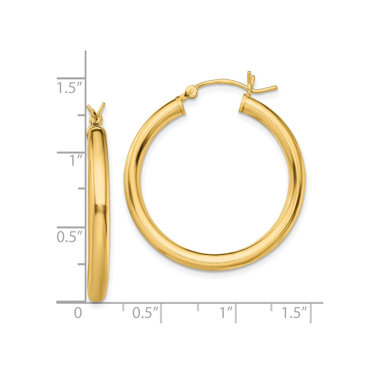 Sterling Silver Gold Plated Hoop Earrings, Classic Round Tube Design, Polished Finish for Women
