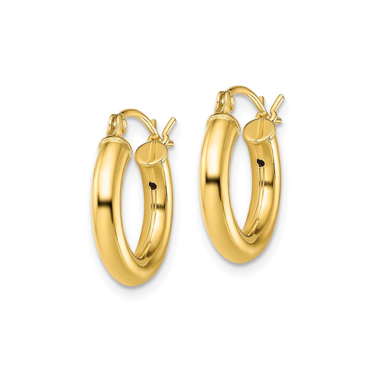 Sterling Silver Hoop Earrings, Classic Polished Round Tube Design with Hinged Snap Closure