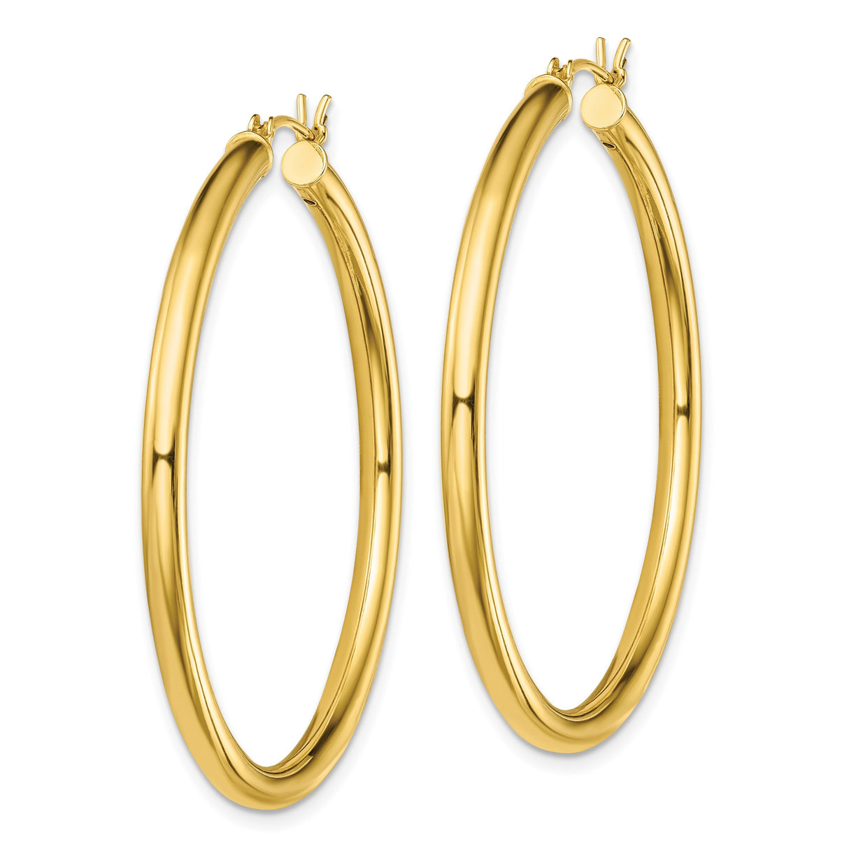 Sterling Silver Gold Plated Hoop Earrings, Large Polished Lightweight Tube Design