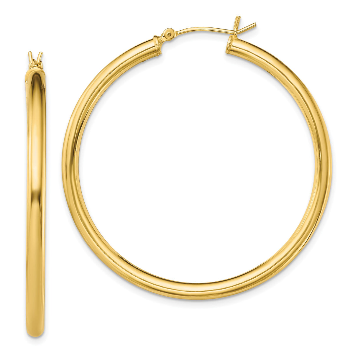 Sterling Silver Gold Plated Hoop Earrings, Large Polished Lightweight Tube Design