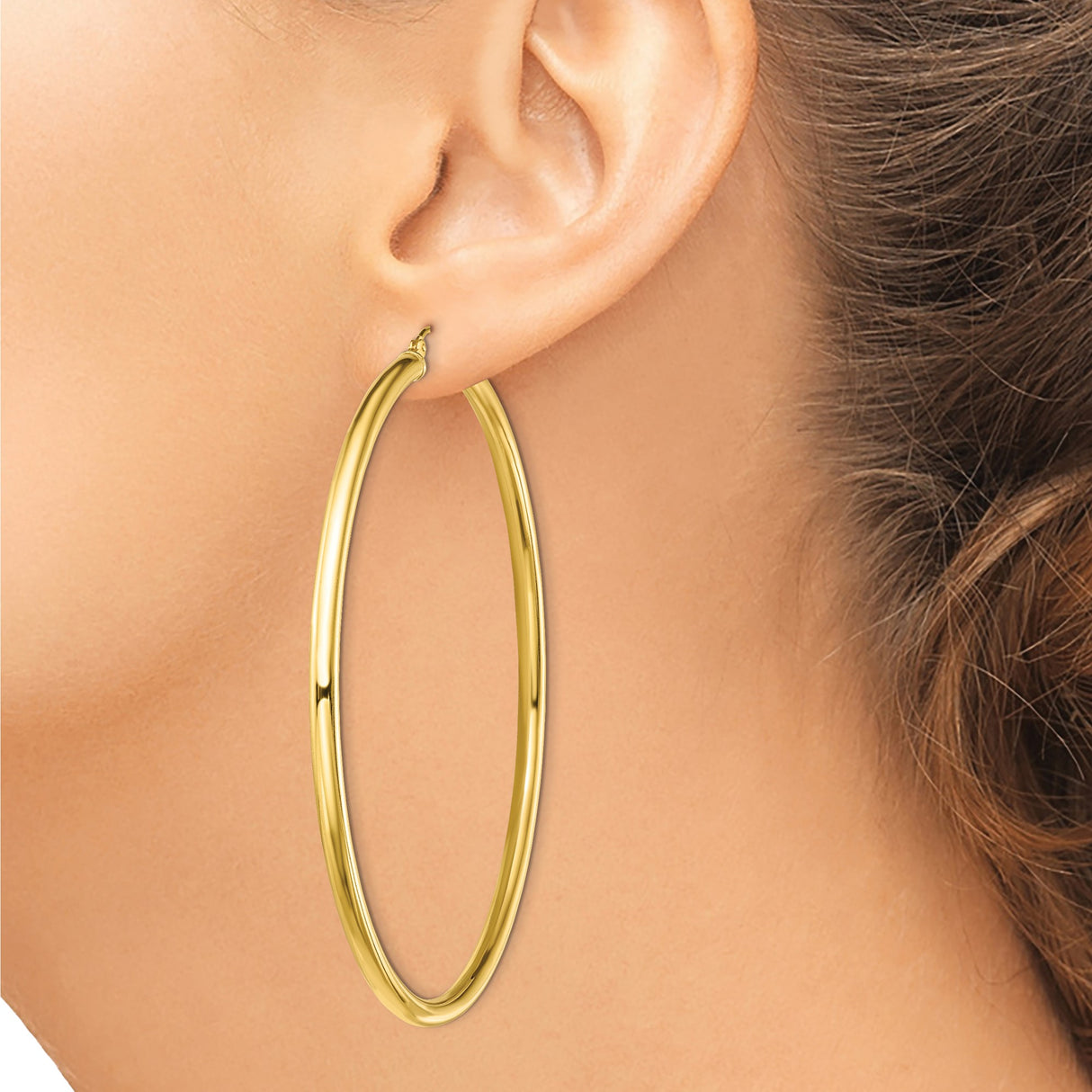 Sterling Silver Hoop Earrings, Gold Plated, Smooth Polished Finish, Lightweight Tube Style