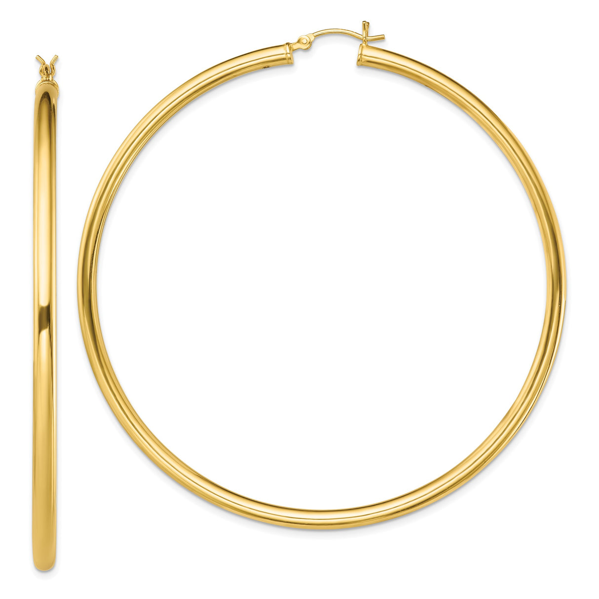 Sterling Silver Hoop Earrings, Gold Plated, Smooth Polished Finish, Lightweight Tube Style