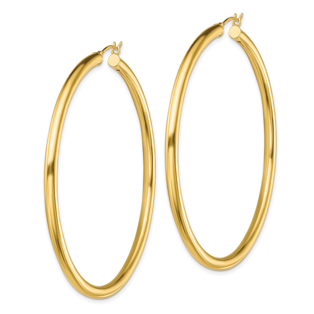 Sterling Silver Gold Plated Hoop Earrings, Large Round Smooth Polished Style for Women
