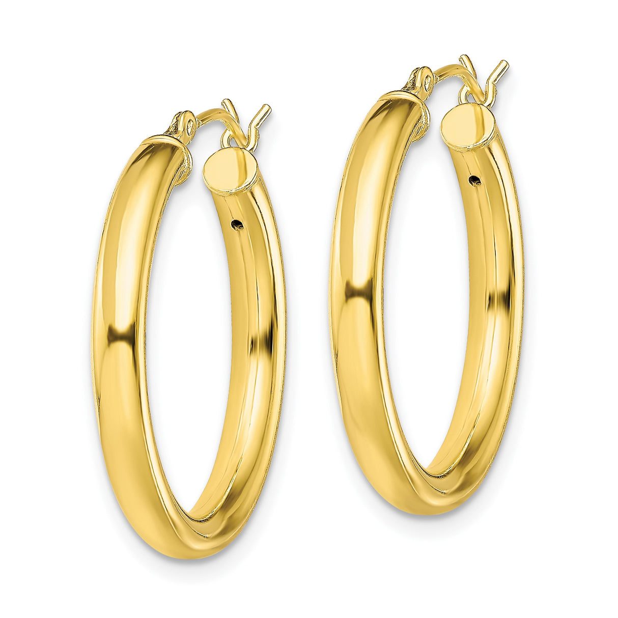Sterling Silver Hoop Earrings, Gold Plated Round Tube Design, Lightweight and Polished Finish
