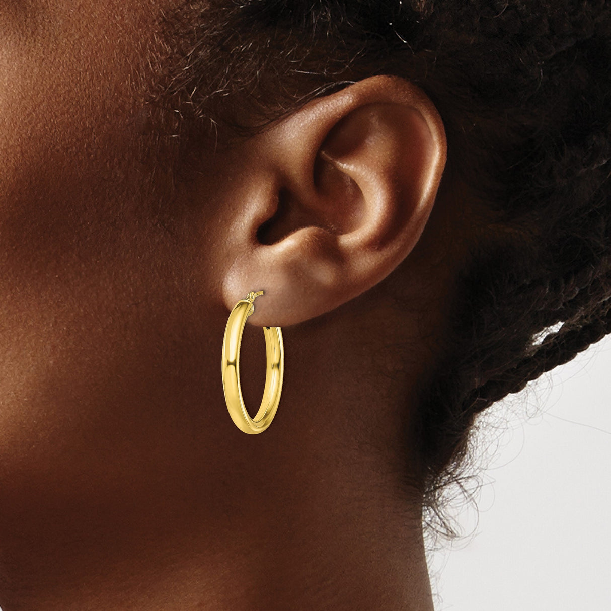 Sterling Silver Hoop Earrings, Gold Plated Round Tube Design, Lightweight and Polished Finish