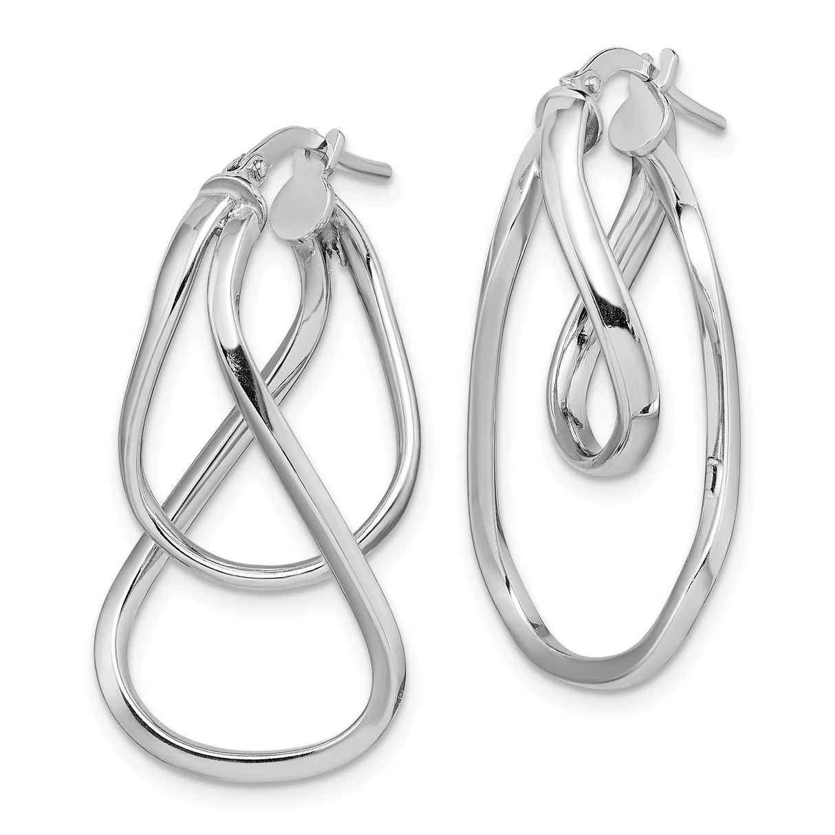 Sterling Silver Twisted Teardrop Hoop Earrings with Fluid Double Loop Design