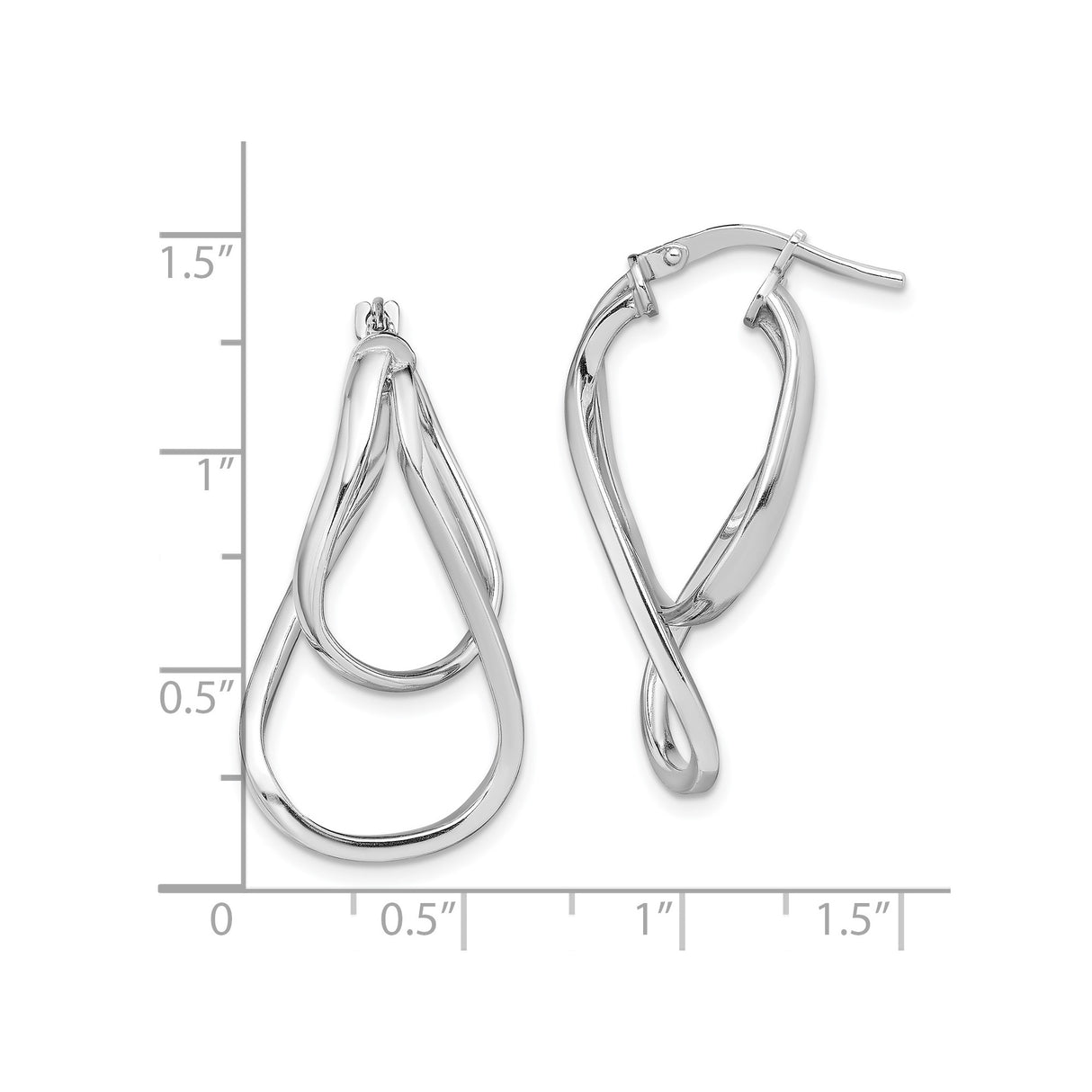 Sterling Silver Twisted Teardrop Hoop Earrings with Fluid Double Loop Design