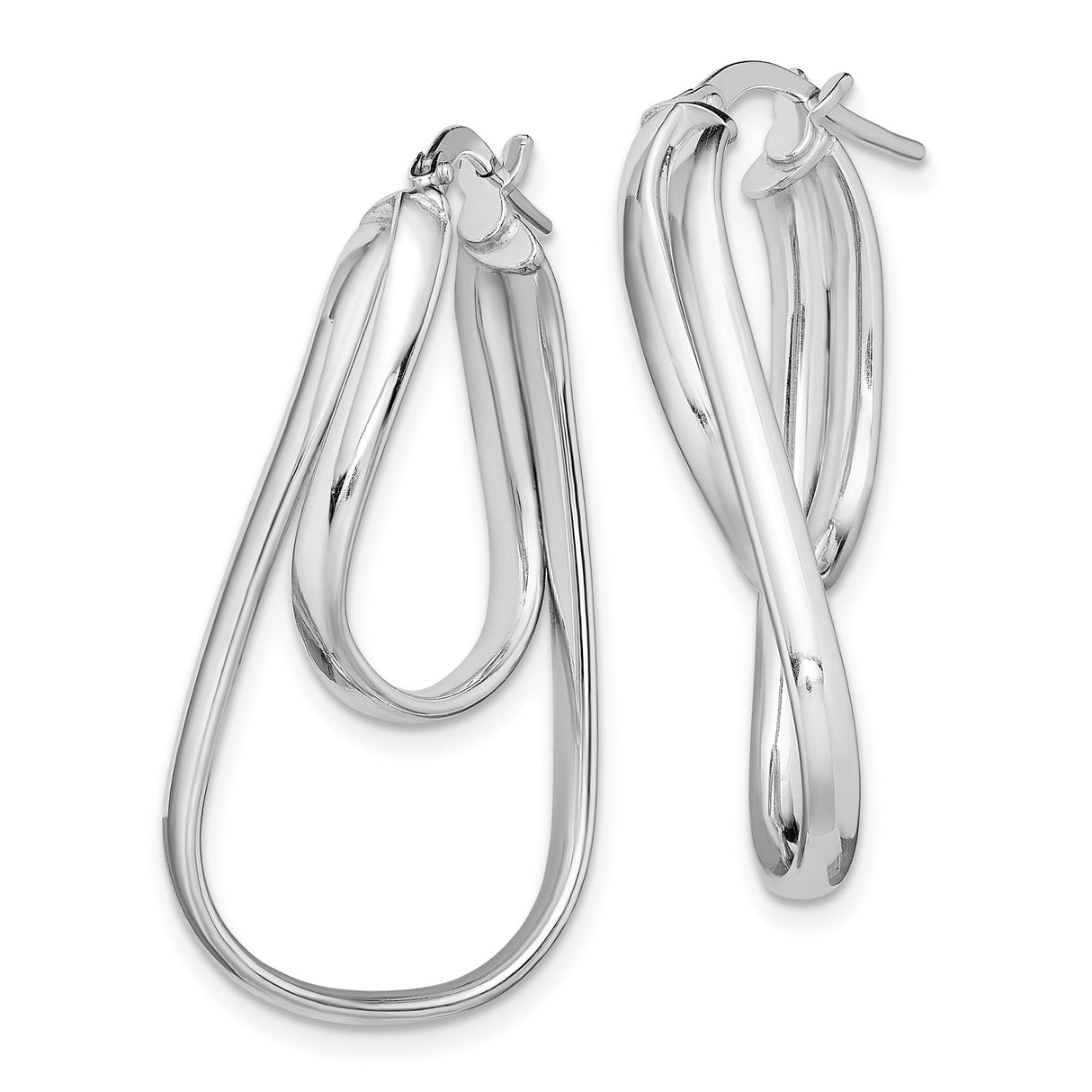 Sterling Silver Twisted Teardrop Hoop Earrings with Layered Design for Women
