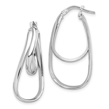 Sterling Silver Twisted Teardrop Hoop Earrings with Layered Design for Women