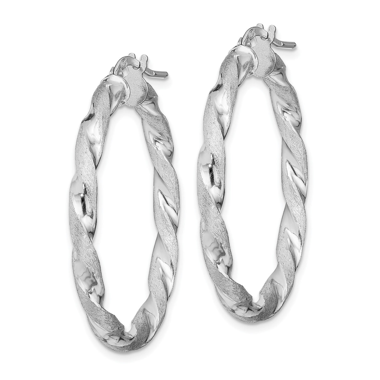 Sterling Silver Twisted Hoop Earrings with Braided Matte and Polished Finish