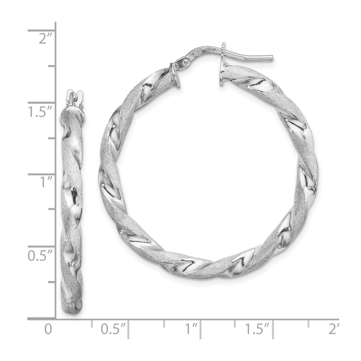 Sterling Silver Twisted Hoop Earrings with Braided Matte and Polished Finish
