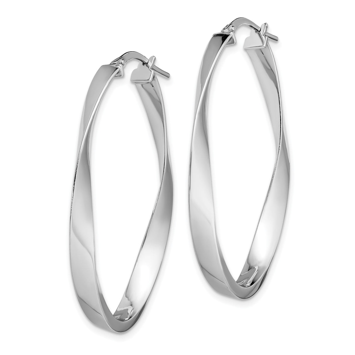 Sterling Silver Oval Twisted Hoop Earrings, Sleek Modern Lightweight Design for Women