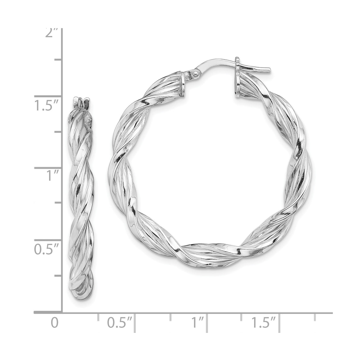 Sterling Silver Twisted Hoop Earrings with Polished Rope Design and Textured Finish
