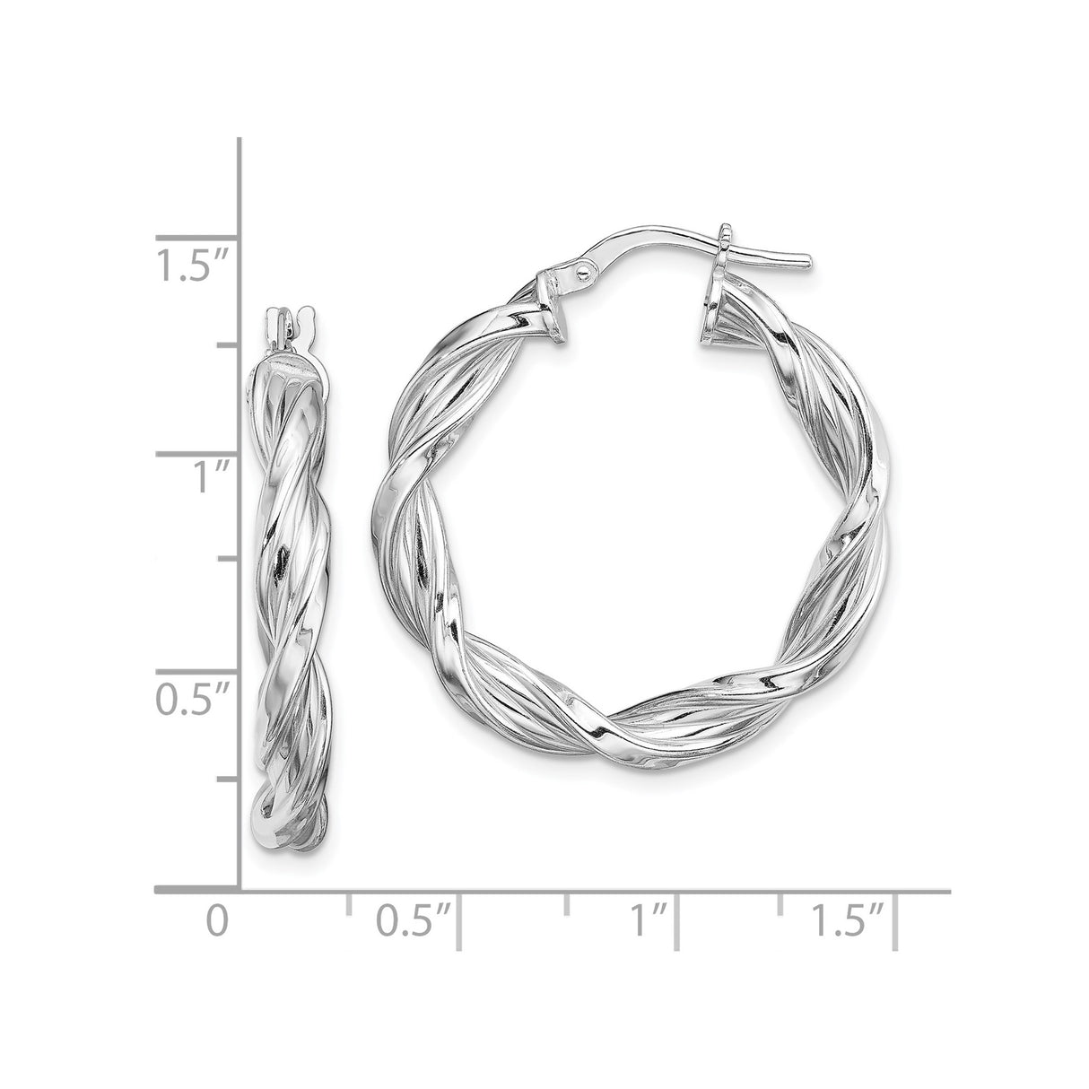 Sterling Silver Twisted Hoop Earrings with Polished Rope Design for Women