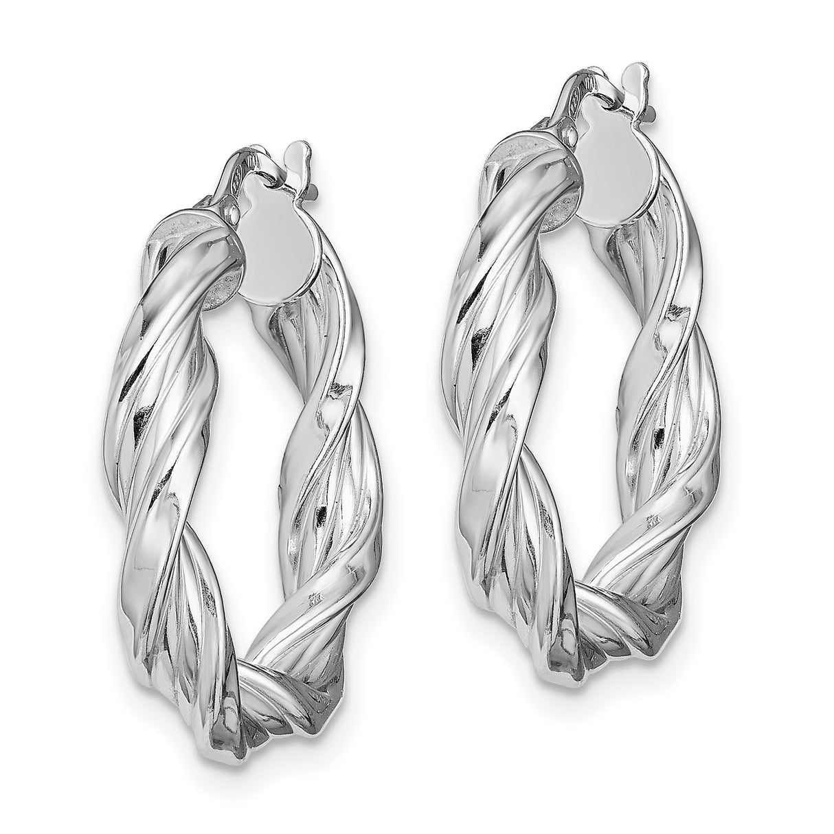 Sterling Silver Twisted Hoop Earrings with Polished and Textured Rope Design