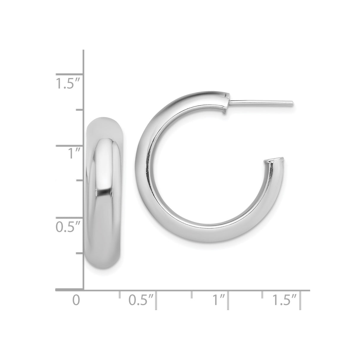 Sterling Silver Hoop Earrings with Cubic Zirconia, Rhodium Plated Minimalist Round Design