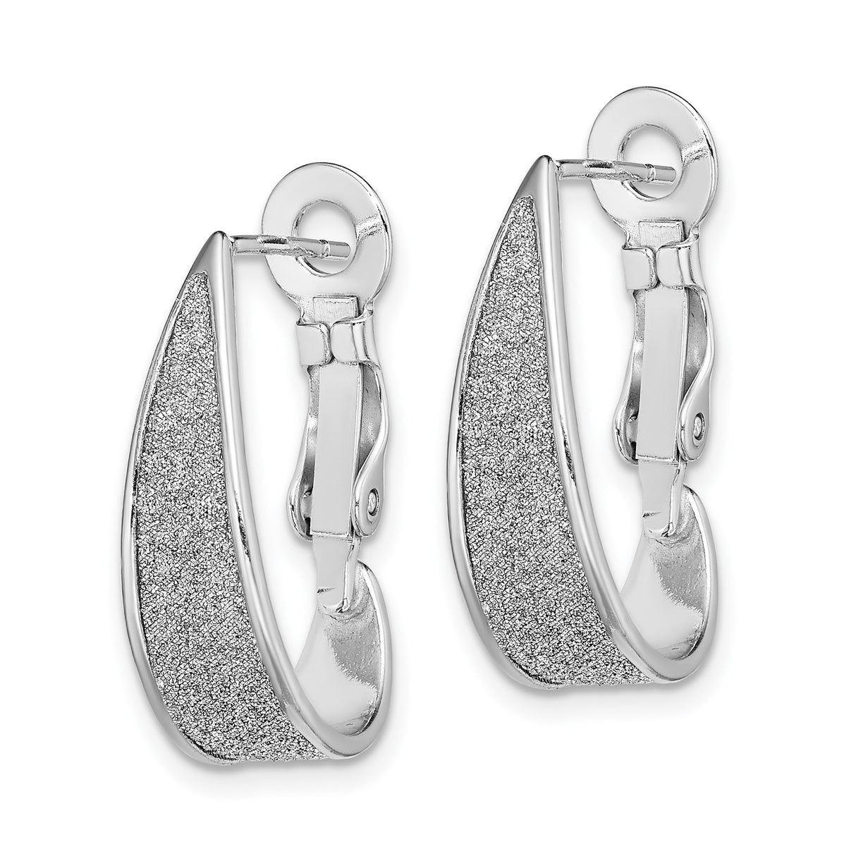 Sterling Silver Teardrop Dangle Earrings with Sandblasted Inner Finish for Women