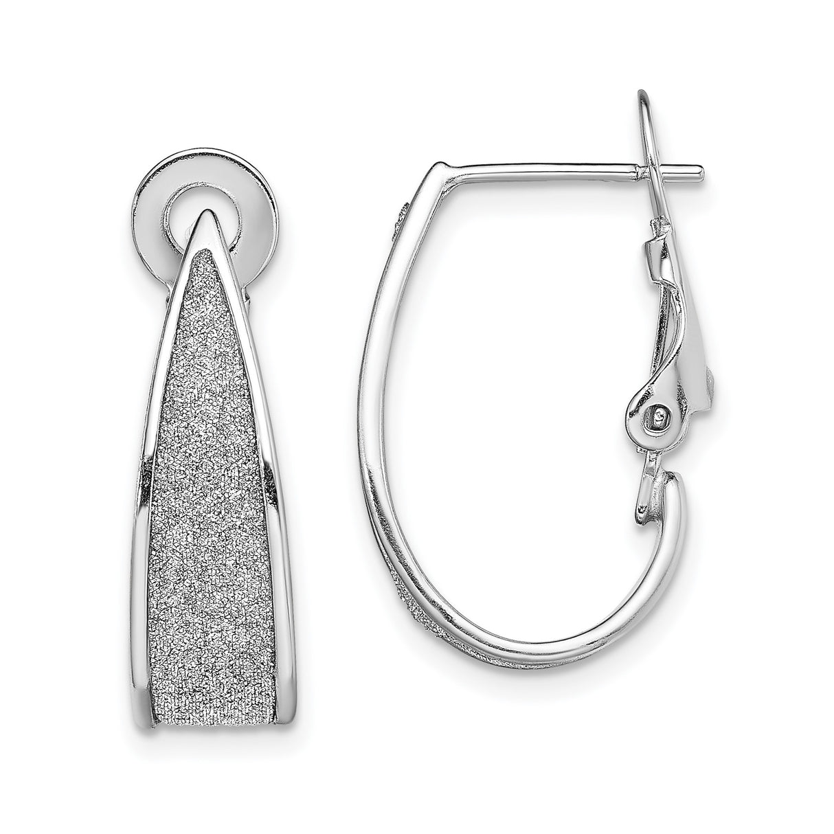 Sterling Silver Teardrop Dangle Earrings with Sandblasted Inner Finish for Women