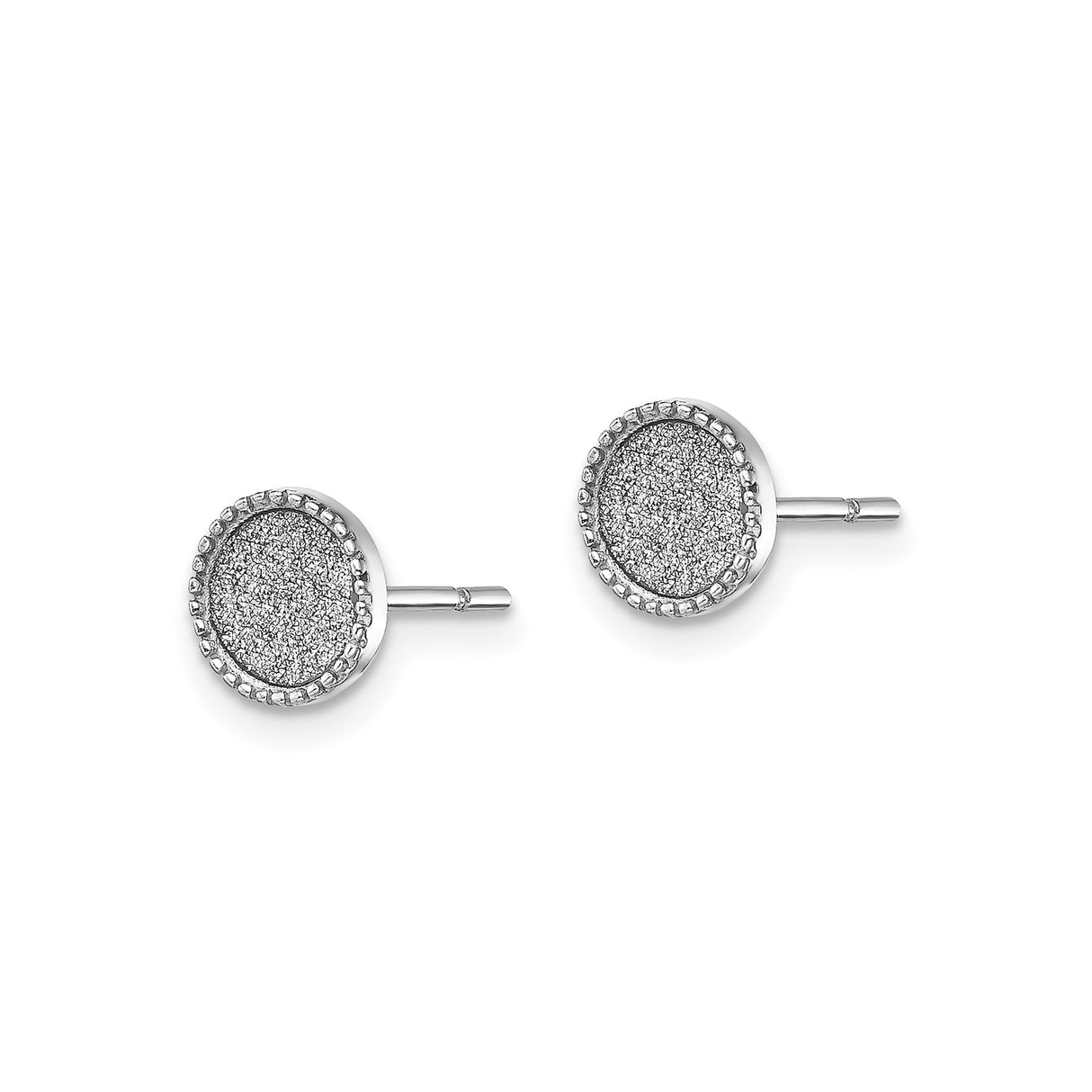 Sterling Silver Stud Earrings with Textured Glitter Center and Beaded Edge