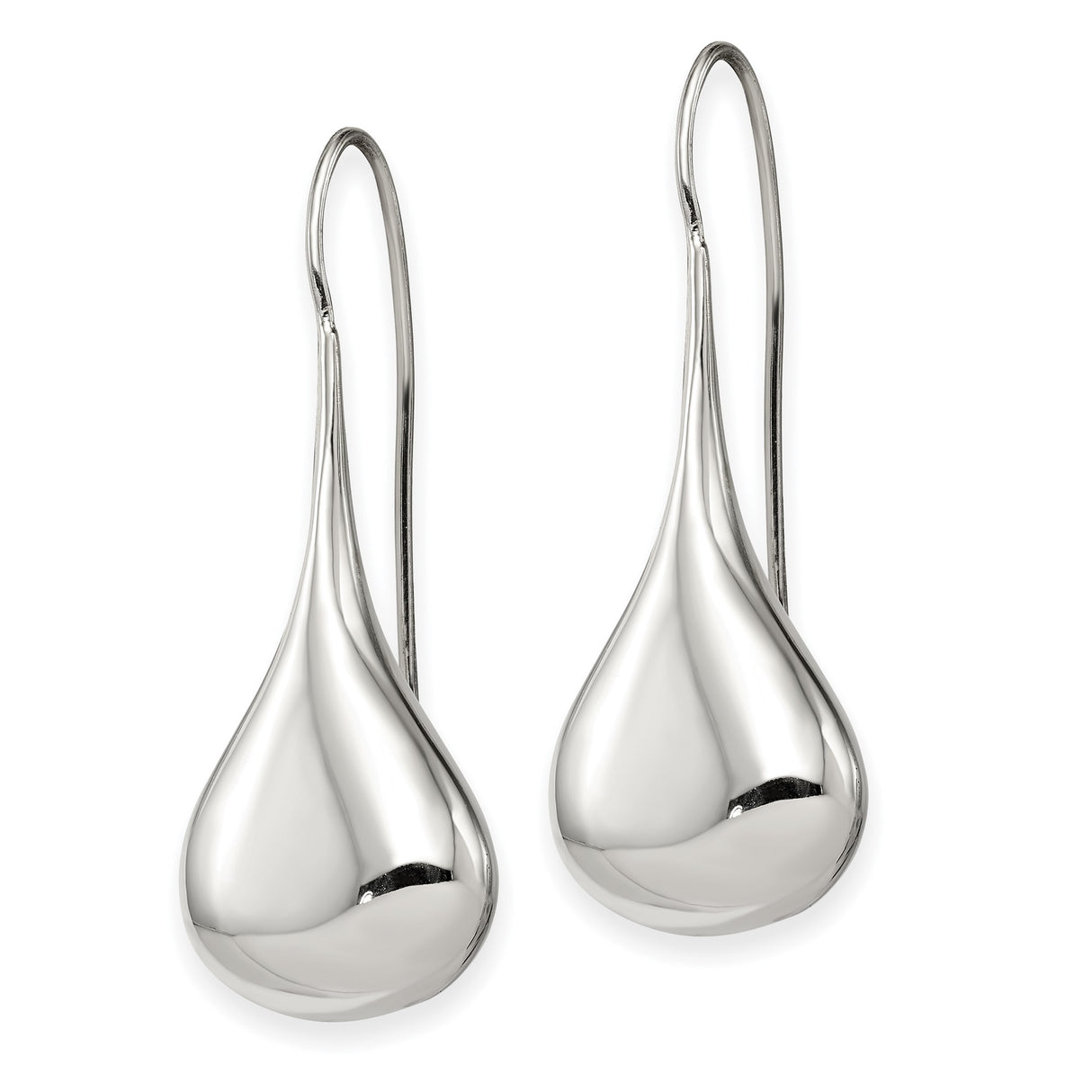 Sterling Silver Teardrop Dangle Earrings with Sleek Polished Finish, Minimalist Design for Women