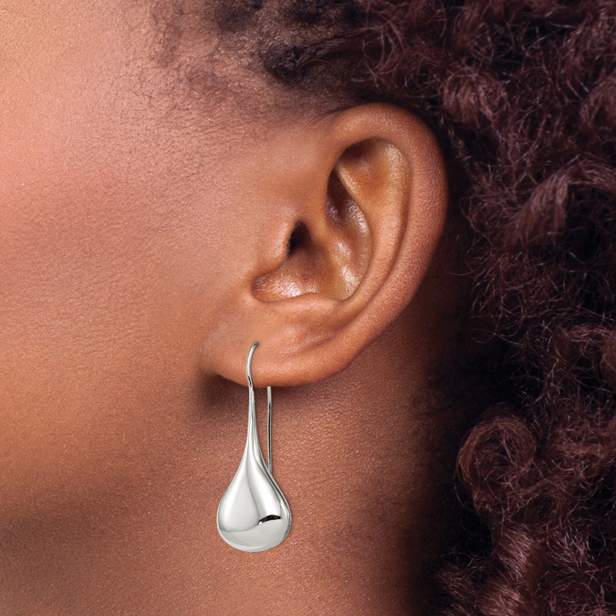 Sterling Silver Teardrop Dangle Earrings with Sleek Polished Finish, Minimalist Design for Women