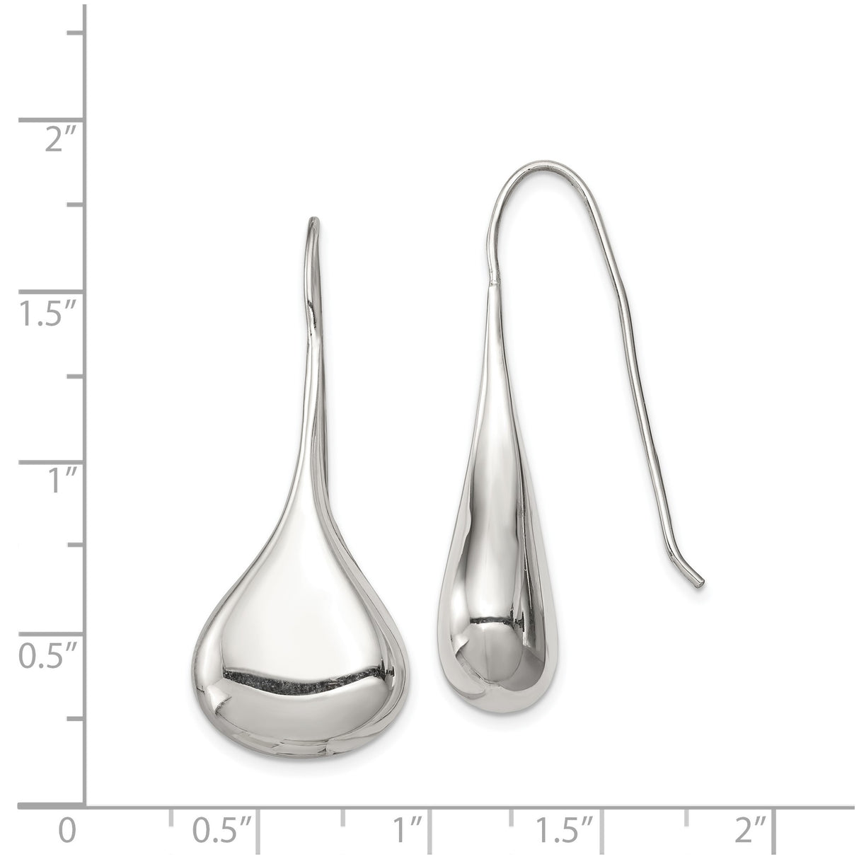 Sterling Silver Teardrop Dangle Earrings with Sleek Polished Finish, Minimalist Design for Women