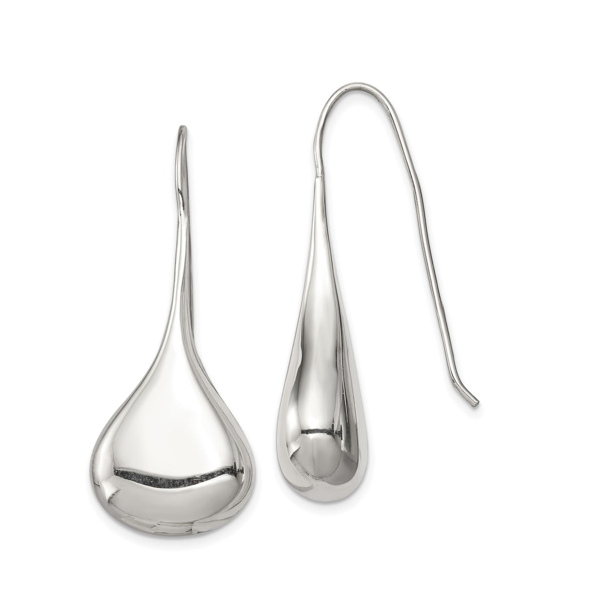 Sterling Silver Teardrop Dangle Earrings with Sleek Polished Finish, Minimalist Design for Women