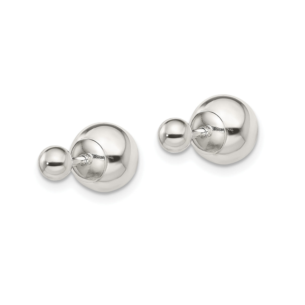 Sterling Silver Stud Earrings, Polished Round Ball Design, Unisex Minimalist Jewelry