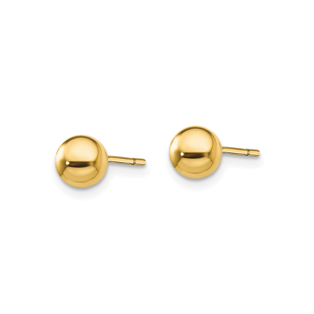 Sterling Silver Ball Stud Earrings, 6mm Gold Plated Minimalist Sphere Design for Women