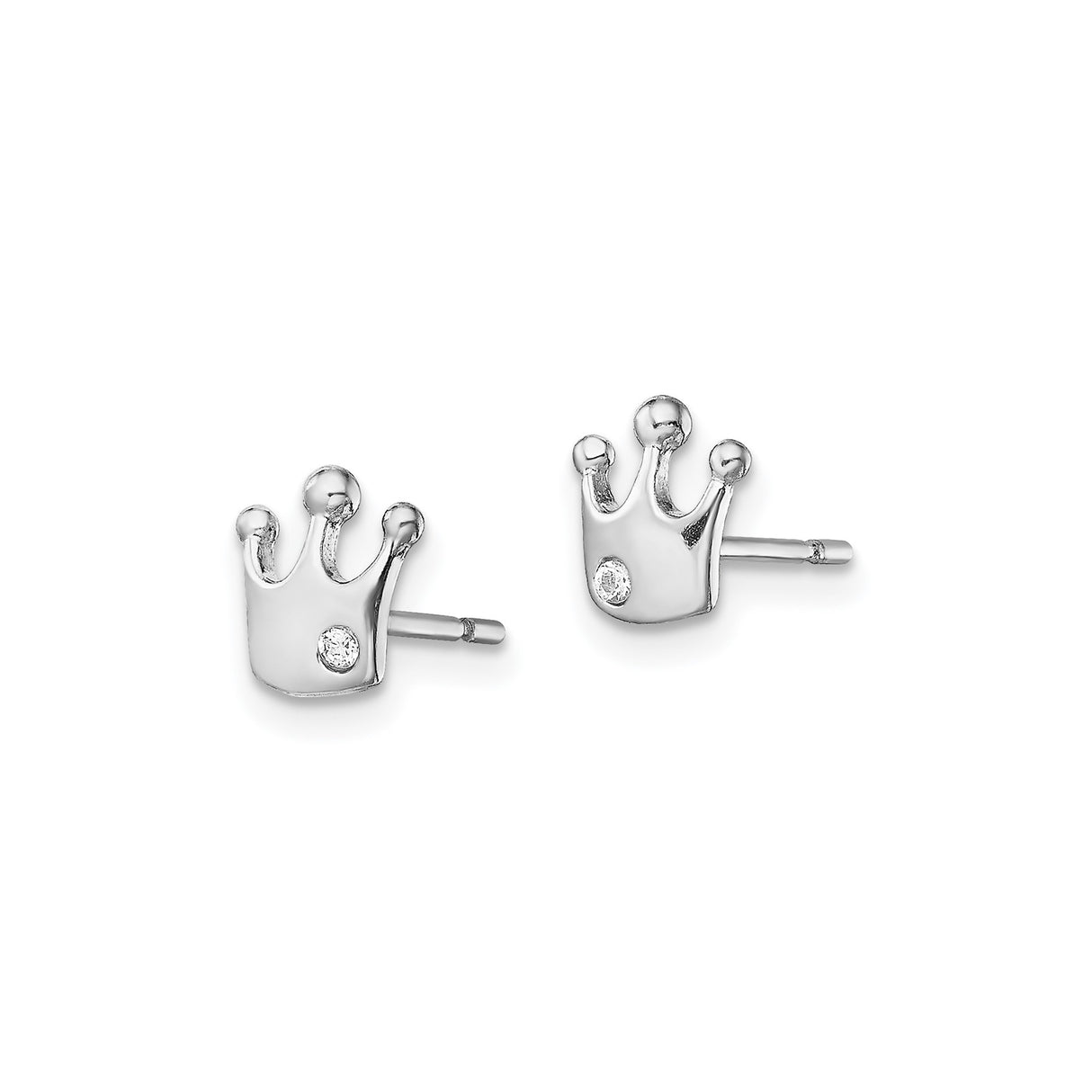 Sterling Silver Crown Stud Earrings with Cubic Zirconia, Feminine Empowerment Jewelry