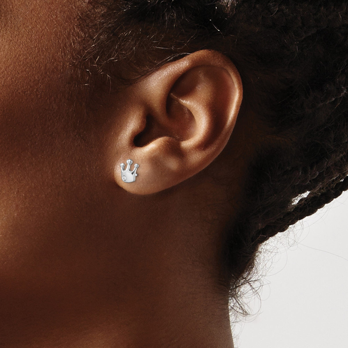 Sterling Silver Crown Stud Earrings with Cubic Zirconia, Feminine Empowerment Jewelry