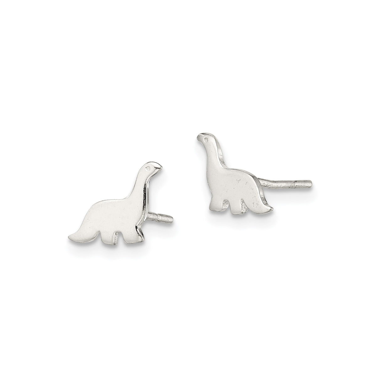 Sterling Silver Dinosaur Stud Earrings, Brontosaurus Minimalist Animal Design