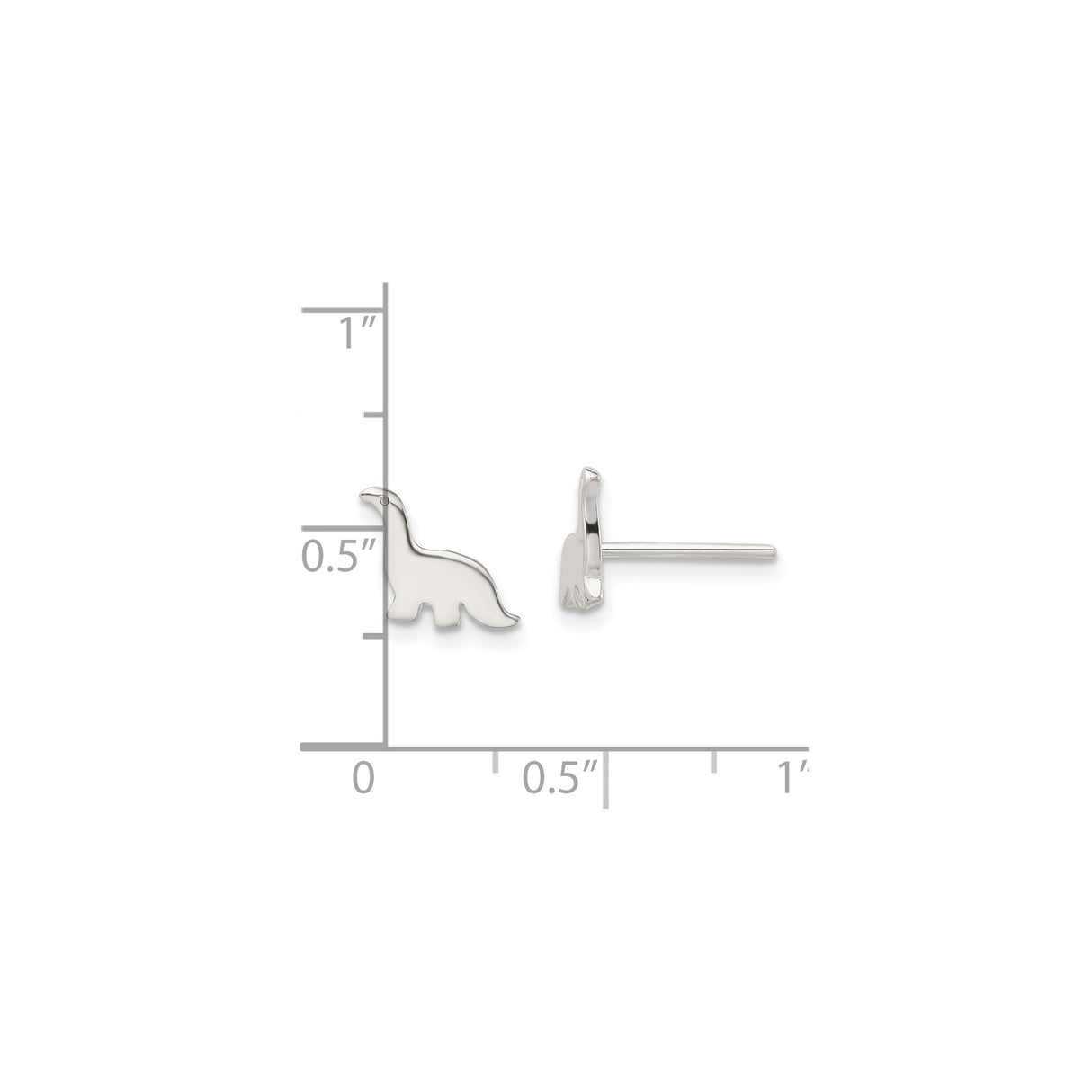 Sterling Silver Dinosaur Stud Earrings, Brontosaurus Minimalist Animal Design