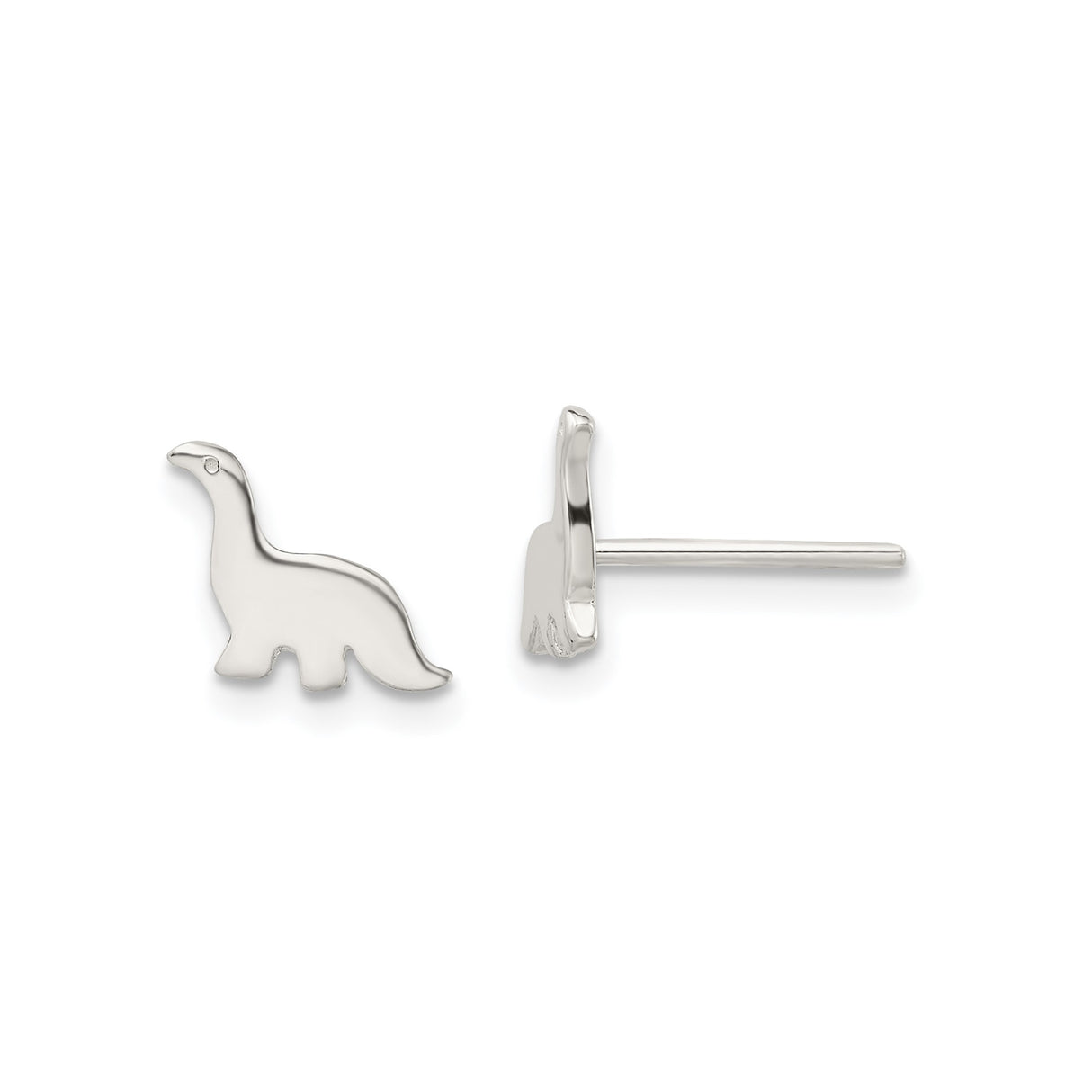 Sterling Silver Dinosaur Stud Earrings, Brontosaurus Minimalist Animal Design