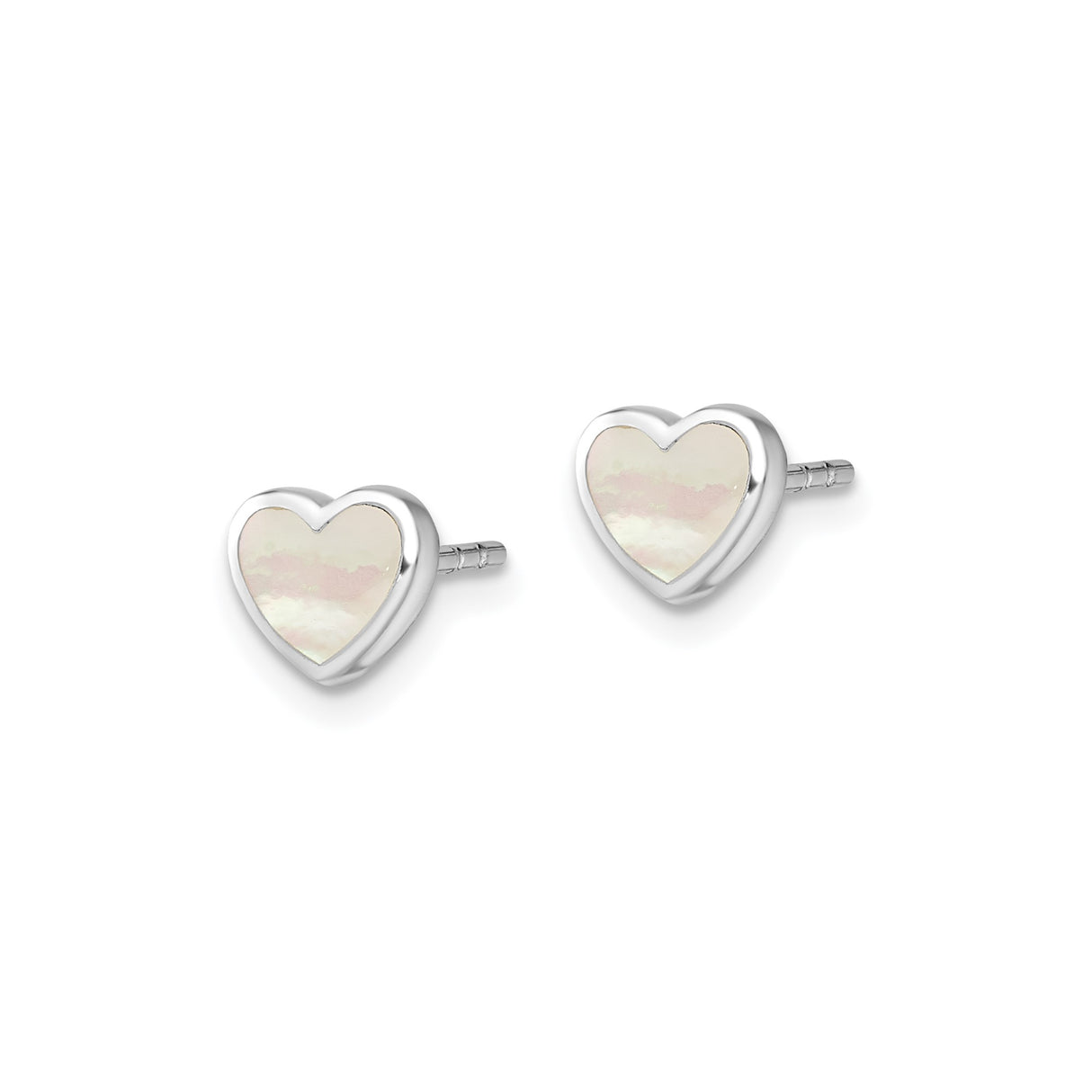 Sterling Silver Heart Stud Earrings with Mother of Pearl Inlay, Dainty Jewelry for Women