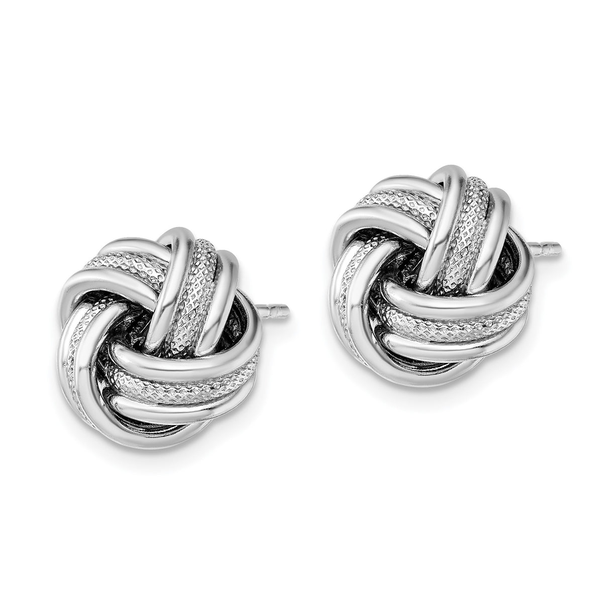 Sterling Silver Love Knot Earrings with Interwoven Design and Textured Detail