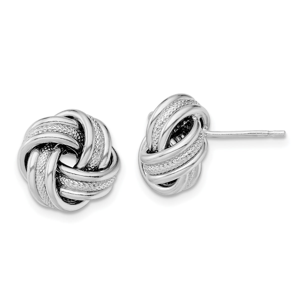 Sterling Silver Love Knot Earrings with Interwoven Design and Textured Detail
