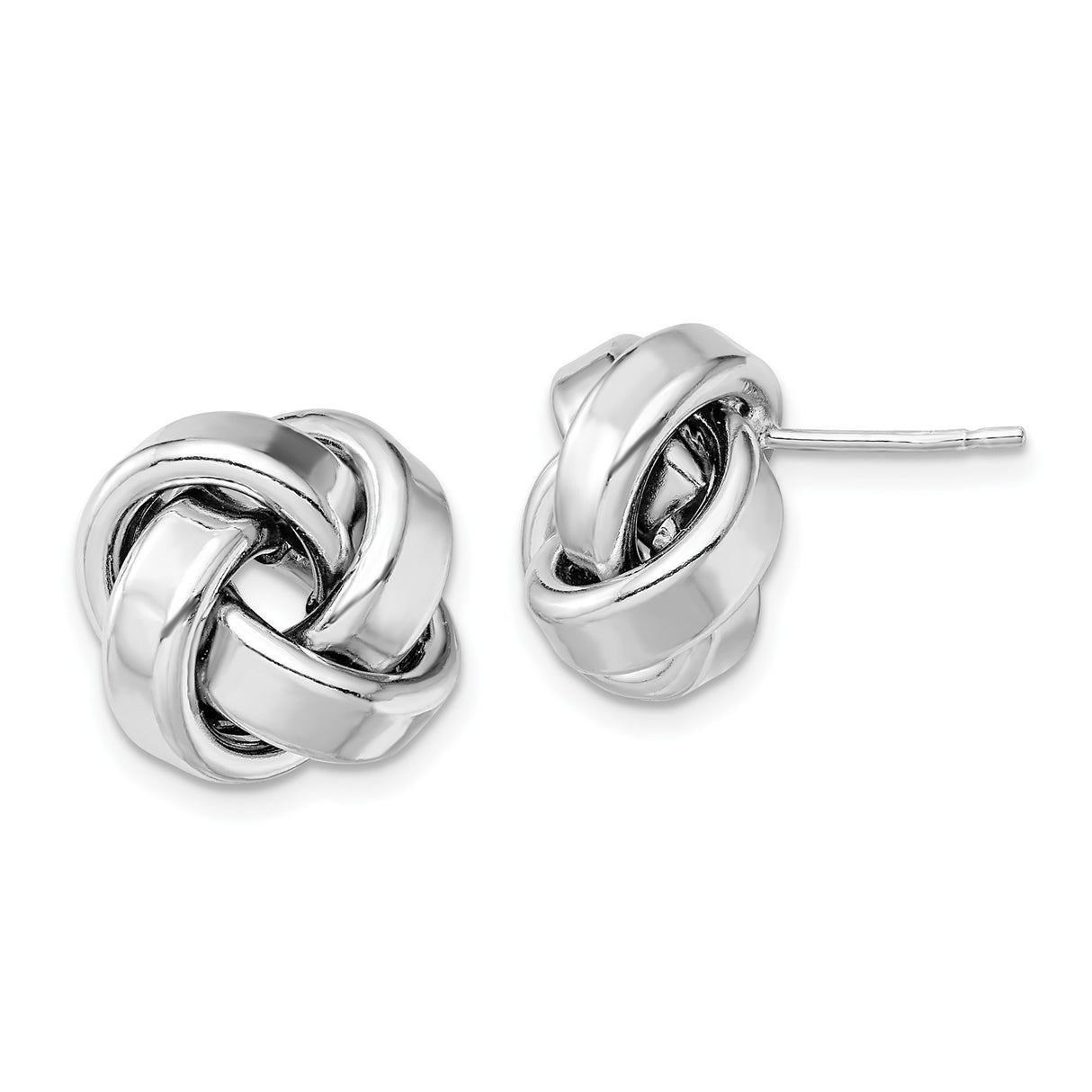 Sterling Silver Love Knot Stud Earrings, Polished Minimalist Design for Women