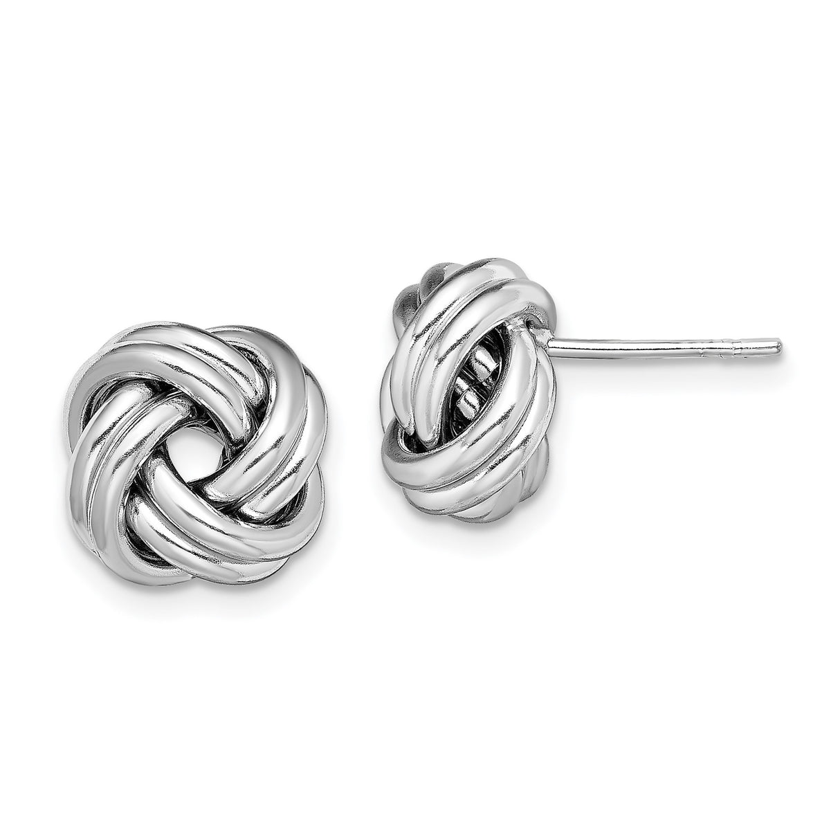 Sterling Silver Love Knot Stud Earrings with Interwoven Design Symbolizing Unity and Eternal Love