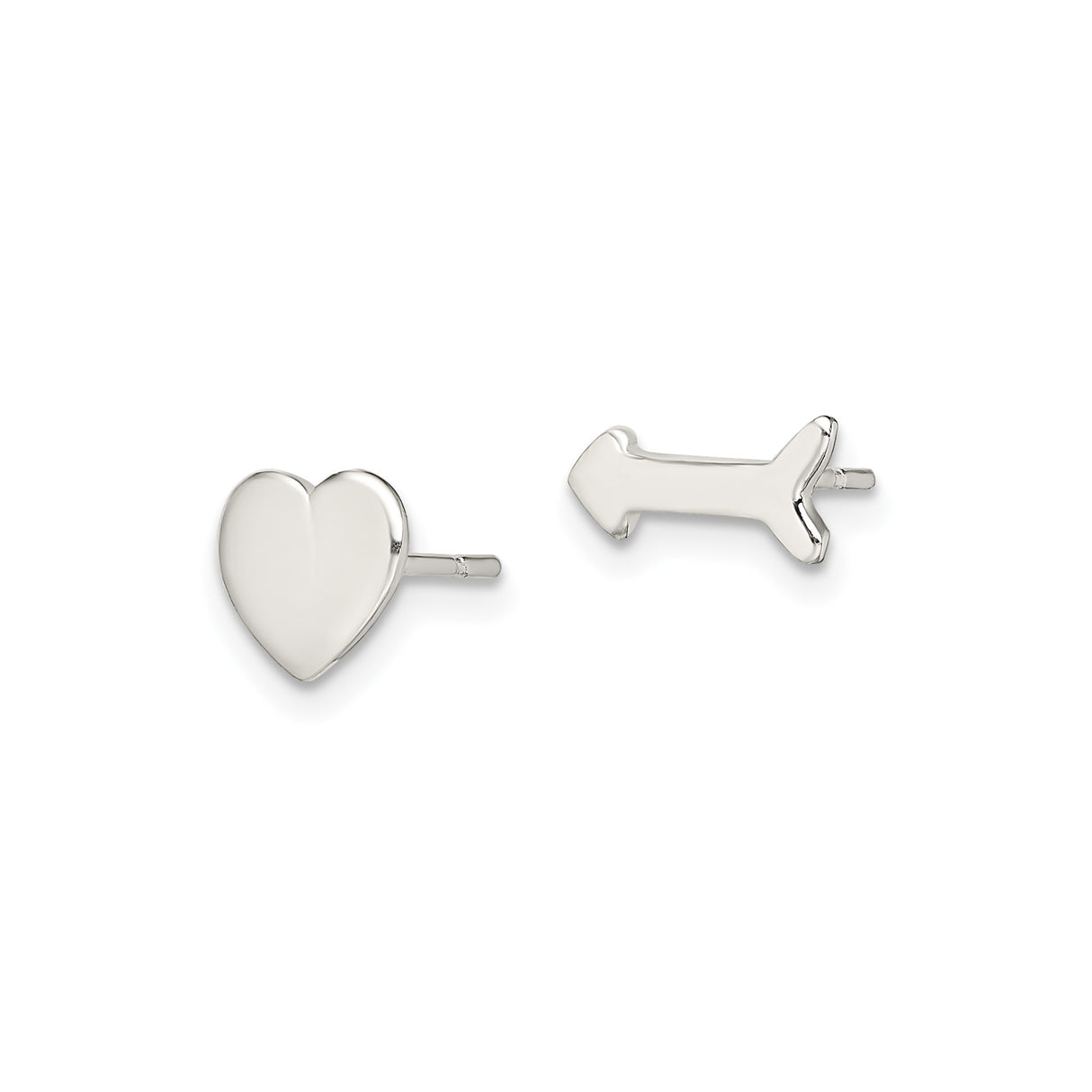 Sterling Silver Stud Earrings with Dog Bone and Heart Design, Minimalist Pet Lover Jewelry